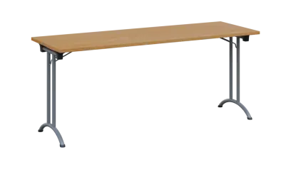 SLA 180 lak skládací jednací stůl 1800x600, deska 25 mm, podnož stříbrný lak, deska buk royal